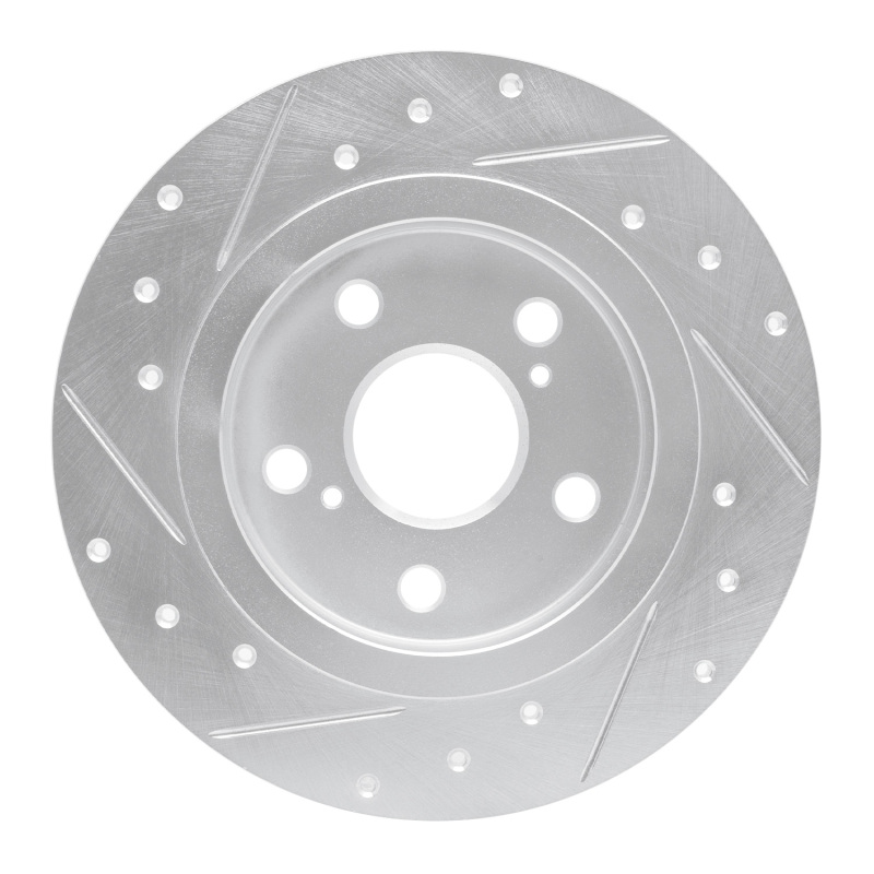 Pontiac Vibe Brake Rotor (1) - Rear Right - R1 Concepts - Drilled & Slotted - Silver - `08-`18
